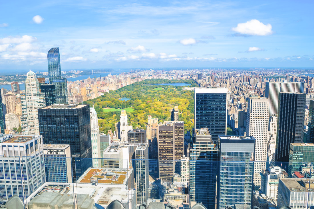 Skyline of Central Park and New York City from Rockefeller Center