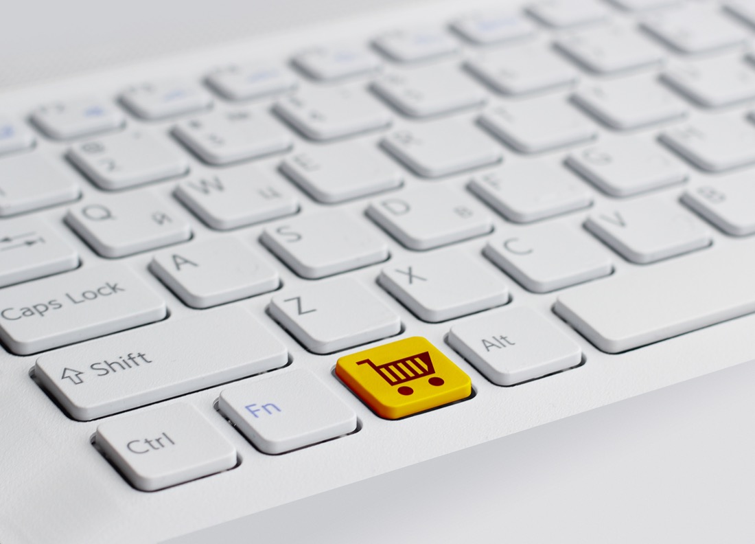 Keyboard with shopping cart button.