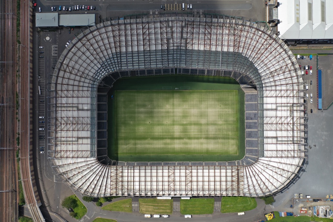 Scotland Edinburg Sports stadium aerial view.