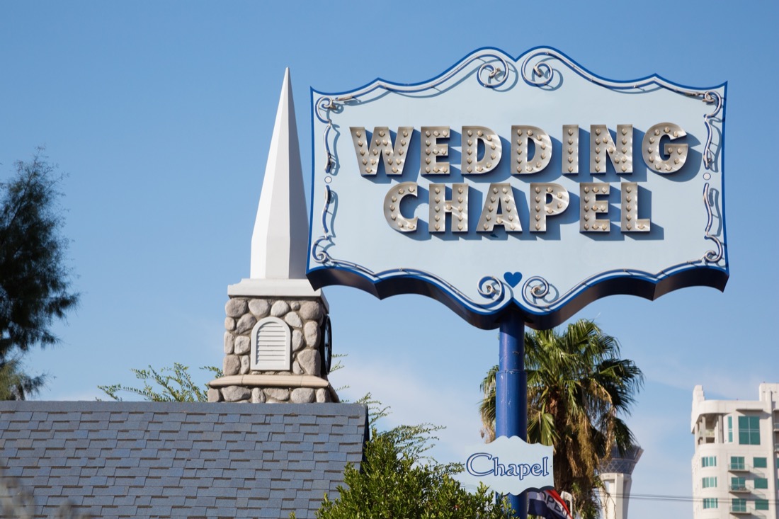 Wedding chapel sign in Las Vegas Nevada.