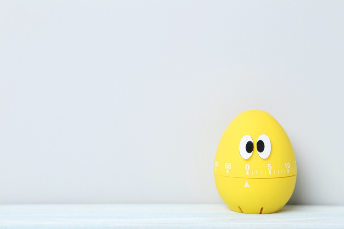 Yellow egg timer with eyes