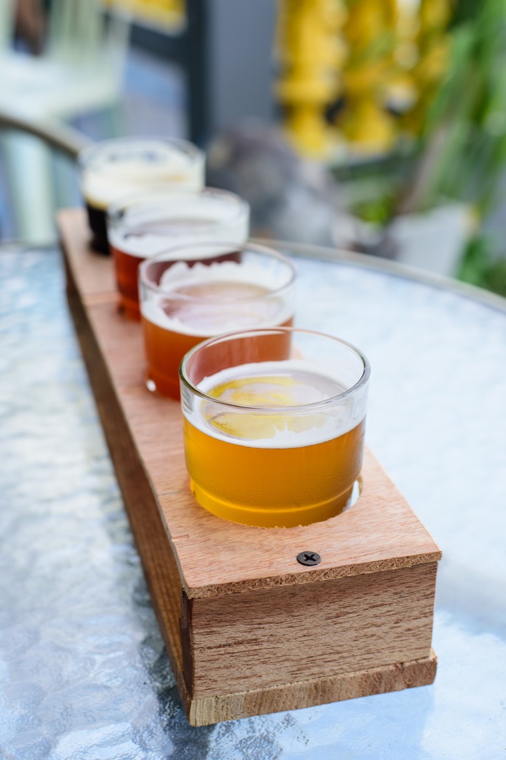 Flight of beer on table