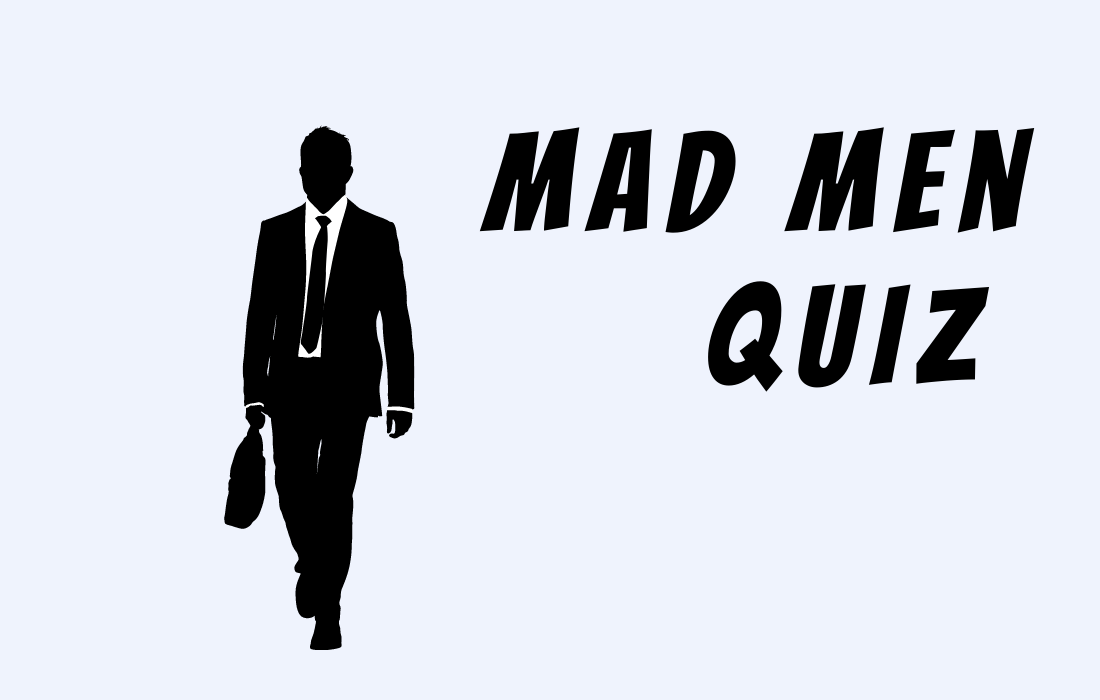 Text Mad Men Quiz with image of silhouette of man with case