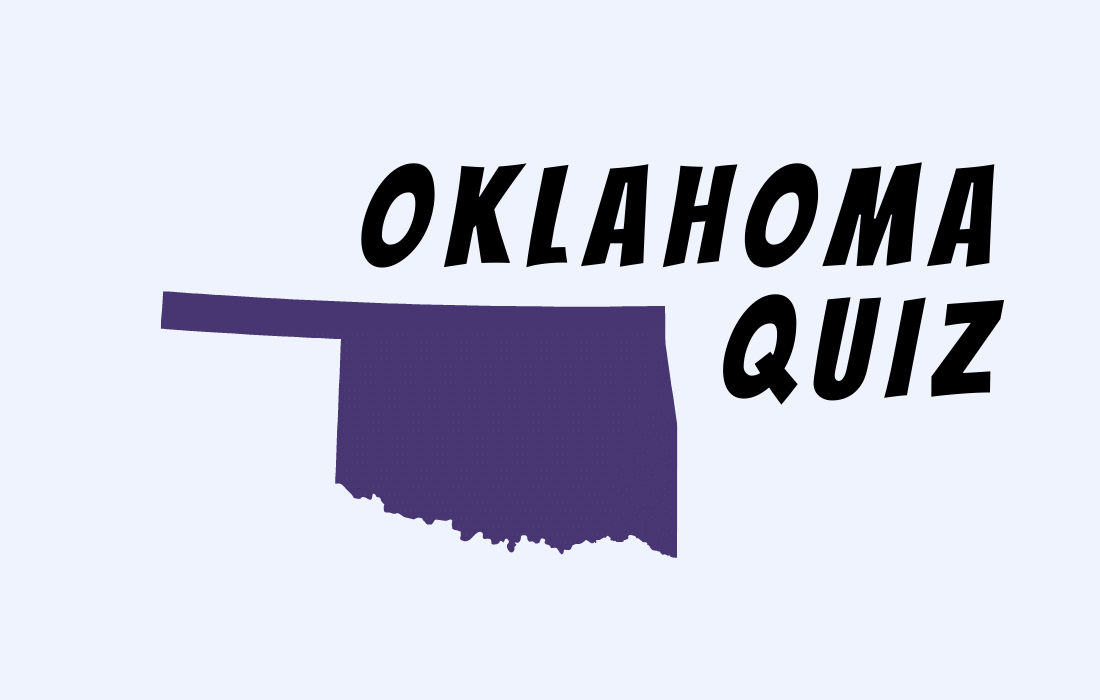 Text Oklahoma Quiz with image of Oklahoma map