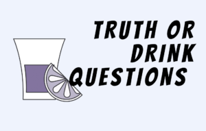 Text Truth or Drink Questions with shot glass and lemon
