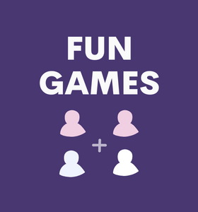 Text fun games and image of game players