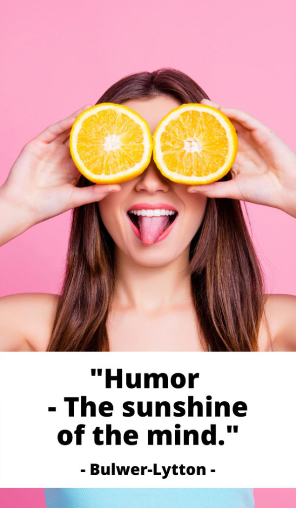 Text Humor - The sunshine of the mind. Image of woman holding oranges as eyes
