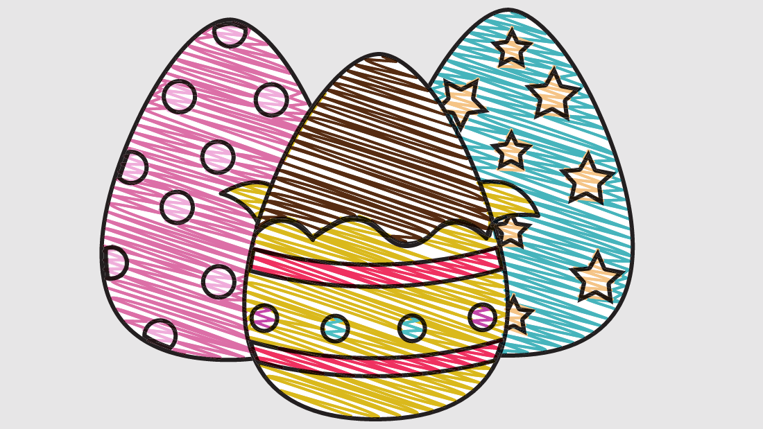 Large sketched eggs Easter Zoom background
