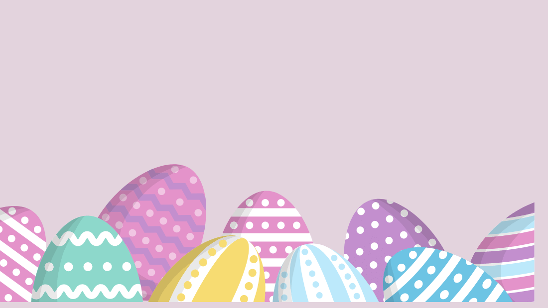 Purple pink blue yellow eggs Easter Zoom background
