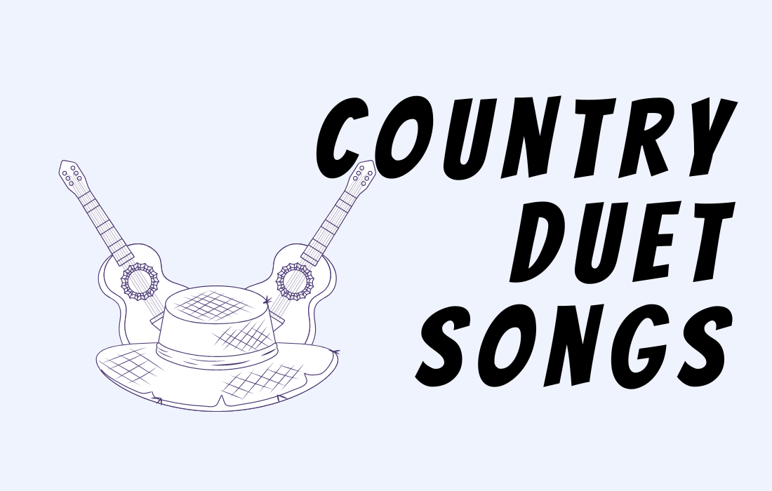 Text Country Duet Songs with Image of guitars and cowboy hat