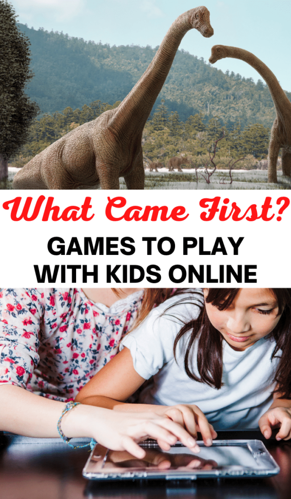 Text Zoom-games-to-play-with-kids-and-Zoom-activities. Image of dinosaurs and kid on ipad