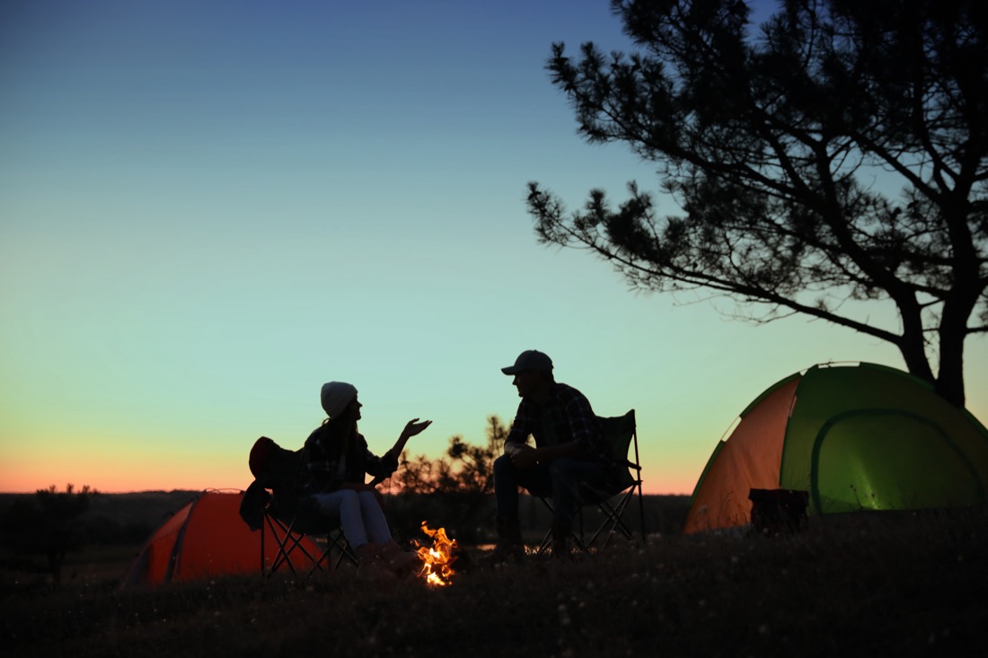Campers at dusk