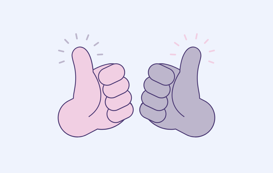 Cartoon drawing of two thumbs up