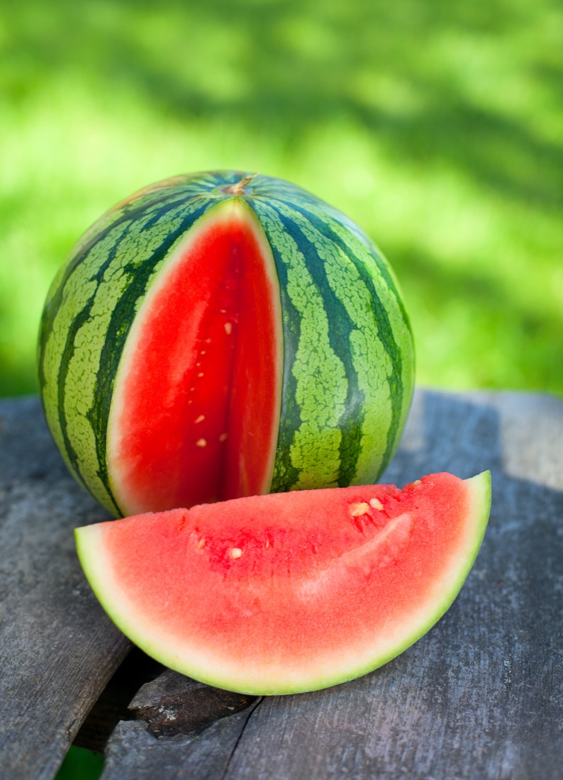 Water melon on wooden table. 