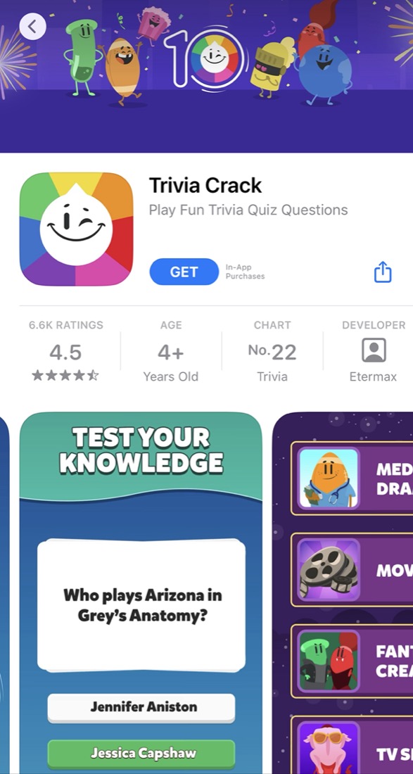 Trivia Crack App Information and image of games
