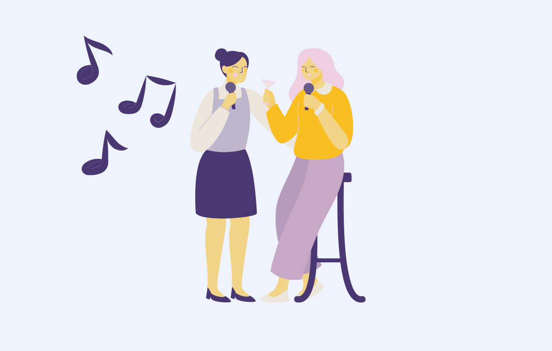 Two women singing